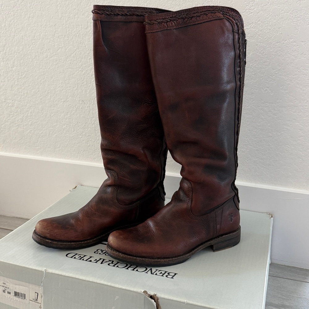 Frye Vintage Veronica Twist Back Zip in Brown/Tan Distressed Size 9 - Picture 5 of 12